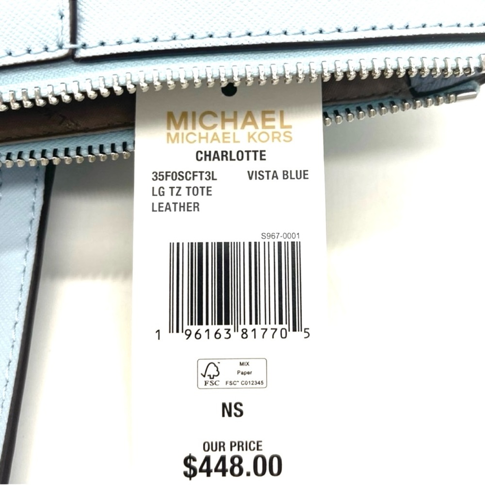 Michael Kors Large Charlotte Tote Bag Light Blue (NWT) - Picture 8 of 8